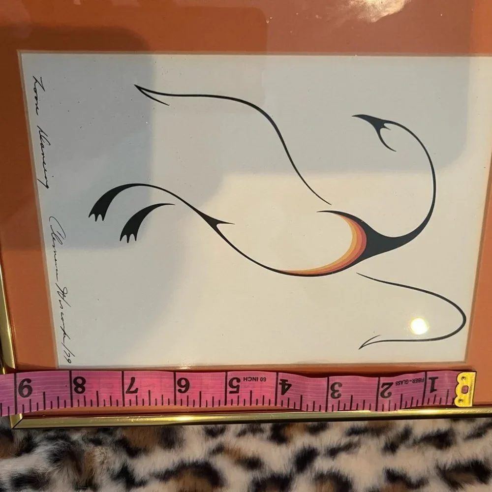 Aboriginal artwork framed gold birds native style art Toronto distinctive art